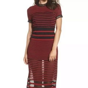 NWT Foxiedox Red and Black Mesh Strip dress
